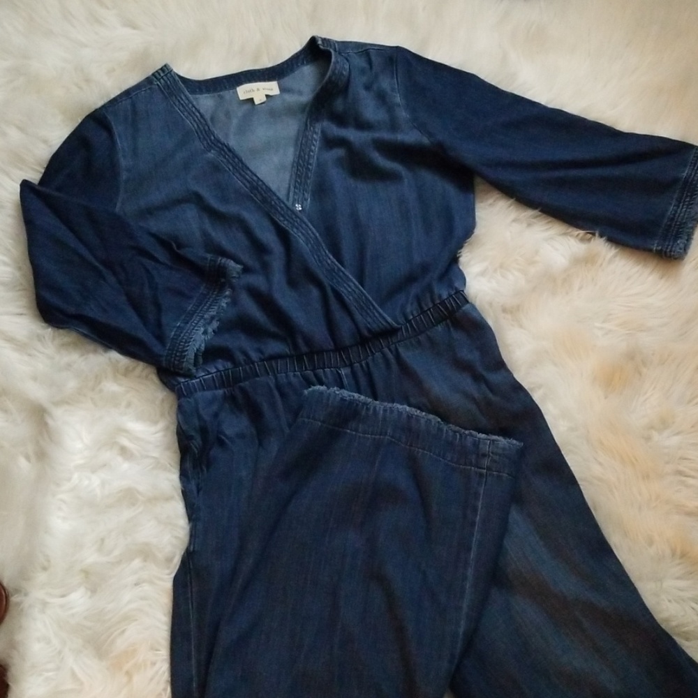 CLOTH & STONE cropped denim jumpsuit